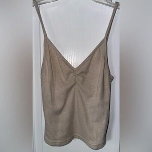 L&T Beige Ribbed Women's Tank Crop Top